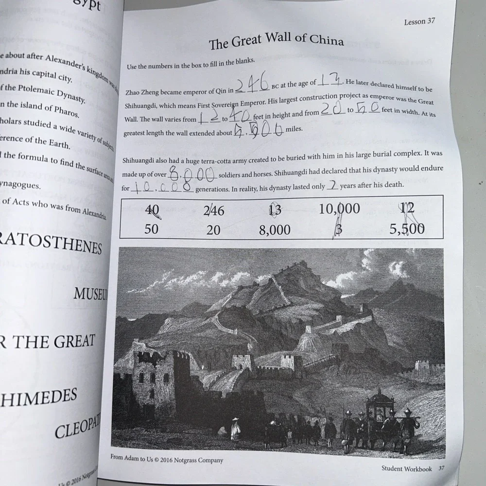 From Adam to Us Student Workbook‎ History Curriculum Homeschool